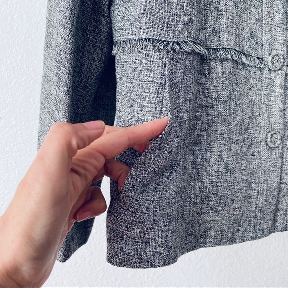 Leilian Original Button Front Boho Fringe Made In Japan Blazer Jacket Size 7 - Picture 4 of 7